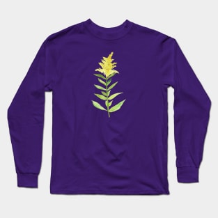 Goldenrod Loose Watercolor Wildflower Illustration Long Sleeve T-Shirt